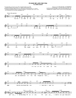 page one of I'd Give My Life For You (from Miss Saigon) (Lead Sheet / Fake Book)