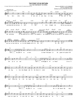 page one of The Point Of No Return (from The Phantom Of The Opera) (Lead Sheet / Fake Book)