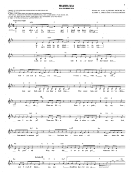 page one of Mamma Mia (Lead Sheet / Fake Book)