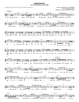page one of Masquerade (from The Phantom Of The Opera) (Lead Sheet / Fake Book)