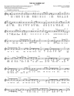 page one of The Old Gumbie Cat (from Cats) (Lead Sheet / Fake Book)