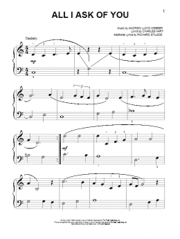 page one of All I Ask Of You (from The Phantom Of The Opera) (Big Note Piano)
