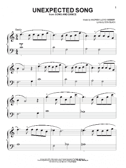 page one of Unexpected Song (from Song & Dance) (Beginning Piano Solo)