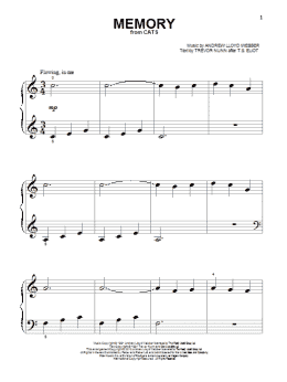 page one of Memory (from Cats) (Beginning Piano Solo)