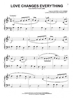 page one of Love Changes Everything (from Aspects Of Love) (Beginning Piano Solo)