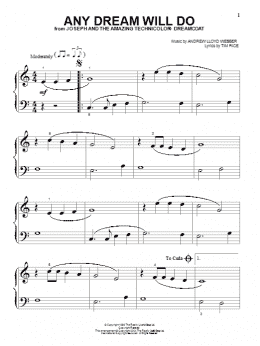 page one of Any Dream Will Do (Beginning Piano Solo)