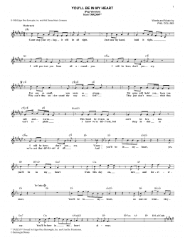 page one of You'll Be In My Heart (Pop Version) (from Tarzan) (Lead Sheet / Fake Book)