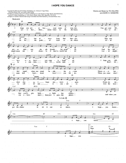 page one of I Hope You Dance (Lead Sheet / Fake Book)