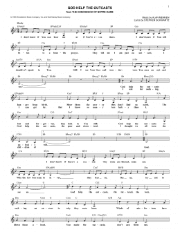 page one of God Help The Outcasts (from The Hunchback Of Notre Dame) (Lead Sheet / Fake Book)