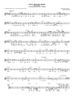page one of You'll Be In My Heart (Pop Version) (from Tarzan) (Lead Sheet / Fake Book)