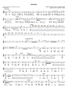 page one of Granada (Lead Sheet / Fake Book)