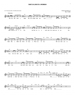 page one of She's Always A Woman (Lead Sheet / Fake Book)