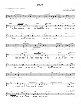 page one of Sailing (Lead Sheet / Fake Book)