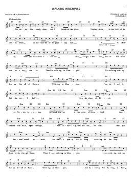 page one of Walking In Memphis (Lead Sheet / Fake Book)