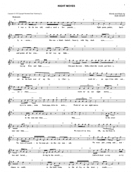 page one of Night Moves (Lead Sheet / Fake Book)