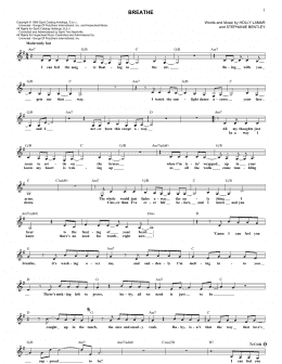 page one of Breathe (Lead Sheet / Fake Book)