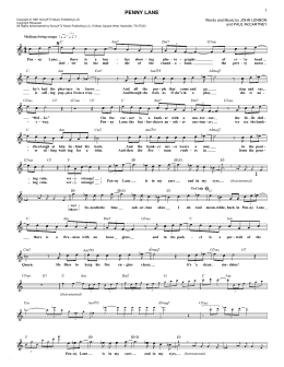 page one of Penny Lane (Lead Sheet / Fake Book)