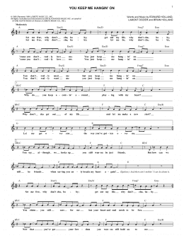 page one of You Keep Me Hangin' On (Lead Sheet / Fake Book)