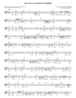 page one of Don't Fall In Love With A Dreamer (Lead Sheet / Fake Book)