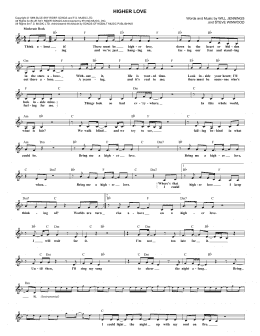 page one of Higher Love (Lead Sheet / Fake Book)