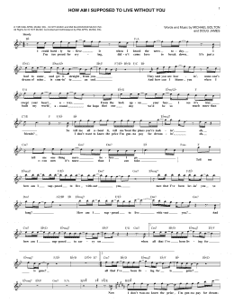 page one of How Am I Supposed To Live Without You (Lead Sheet / Fake Book)