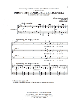page one of Didn't My Lord Deliver Daniel? (3-Part Mixed Choir)