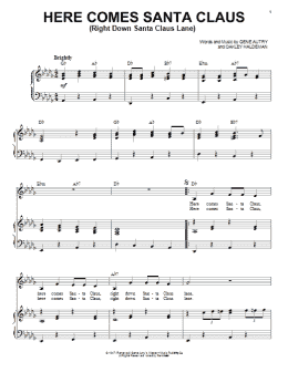 page one of Here Comes Santa Claus (Right Down Santa Claus Lane) (Piano & Vocal)