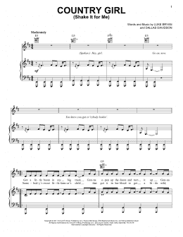 page one of Country Girl (Shake It For Me) (Piano, Vocal & Guitar Chords (Right-Hand Melody))