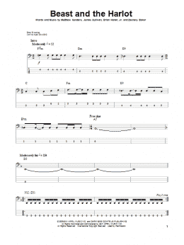 page one of Beast And The Harlot (Bass Guitar Tab)
