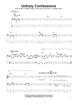page one of Unholy Confessions (Bass Guitar Tab)