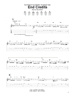 page one of End Credits (from Pirates Of The Caribbean: On Stranger Tides) (Guitar Tab)