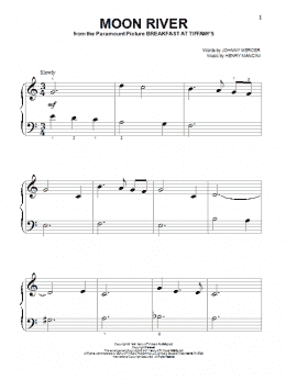 page one of Moon River (Beginning Piano Solo)