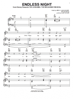 page one of Endless Night (from The Lion King: Broadway Musical) (Piano, Vocal & Guitar Chords (Right-Hand Melody))