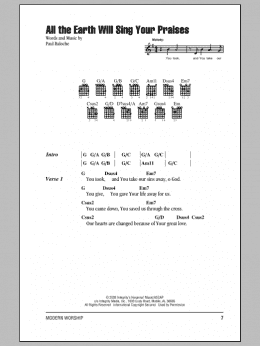 page one of All The Earth Will Sing Your Praises (Guitar Chords/Lyrics)
