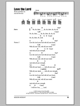 page one of Love The Lord (Guitar Chords/Lyrics)