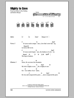 page one of Mighty To Save (Guitar Chords/Lyrics)