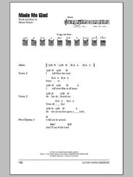 page one of Made Me Glad (Guitar Chords/Lyrics)