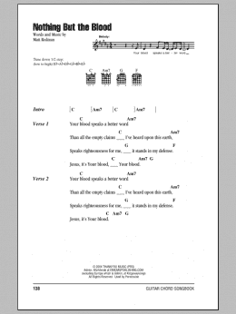 page one of Nothing But The Blood (Guitar Chords/Lyrics)