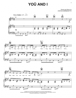 page one of You And I (Piano, Vocal & Guitar Chords (Right-Hand Melody))