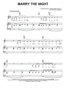 page one of Marry The Night (Piano, Vocal & Guitar Chords (Right-Hand Melody))