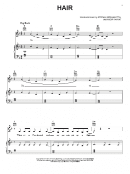 page one of Hair (Piano, Vocal & Guitar Chords (Right-Hand Melody))