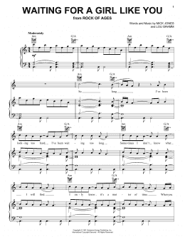 page one of Waiting For A Girl Like You (Piano, Vocal & Guitar Chords (Right-Hand Melody))