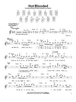 page one of Hot Blooded (Easy Guitar)