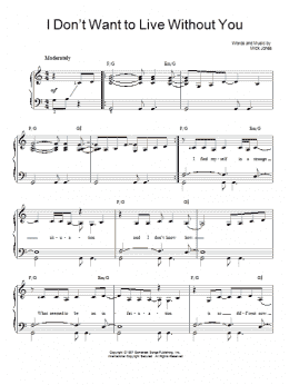 page one of I Don't Want To Live Without You (Easy Piano)