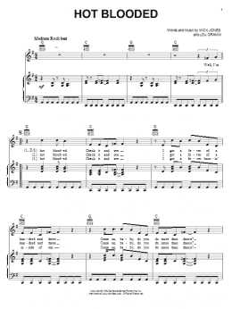 page one of Hot Blooded (Piano, Vocal & Guitar Chords (Right-Hand Melody))