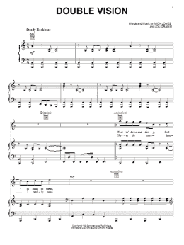 page one of Double Vision (Piano, Vocal & Guitar Chords (Right-Hand Melody))