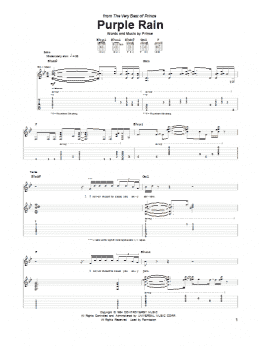 page one of Purple Rain (Guitar Tab)
