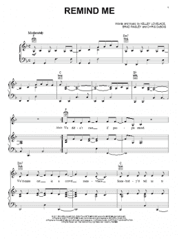 page one of Remind Me (Piano, Vocal & Guitar Chords (Right-Hand Melody))