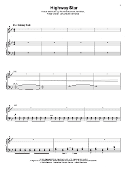 page one of Highway Star (Piano & Vocal)