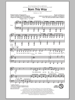 page one of Born This Way (SSA Choir)